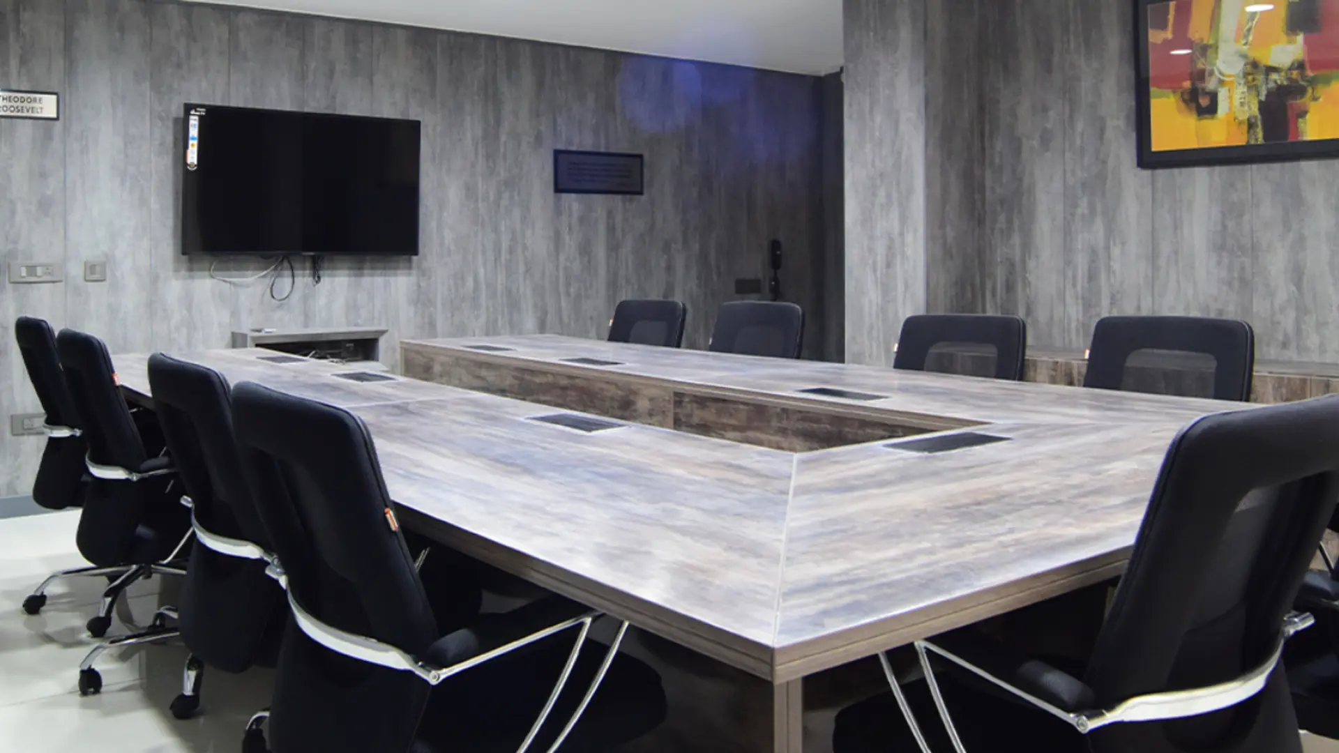 Professional conference room prepared for a meeting